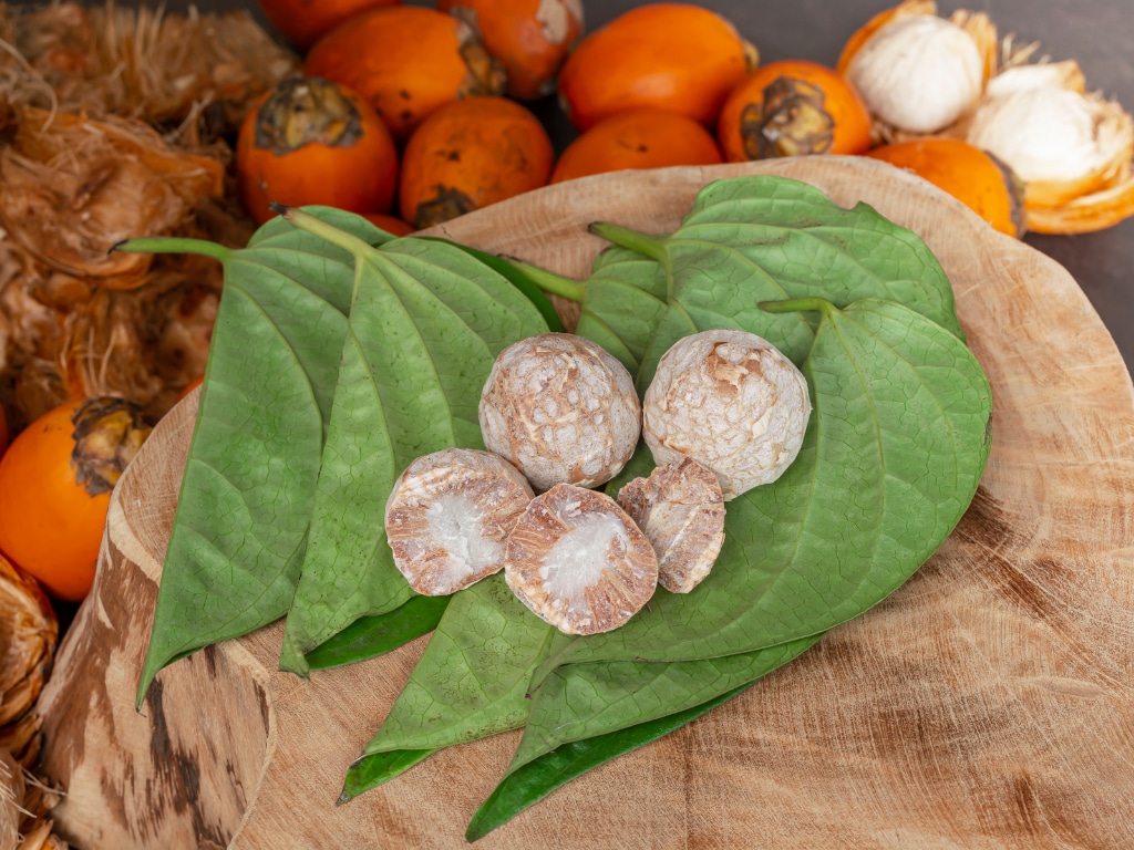 Betel nuts, also known as areca nuts