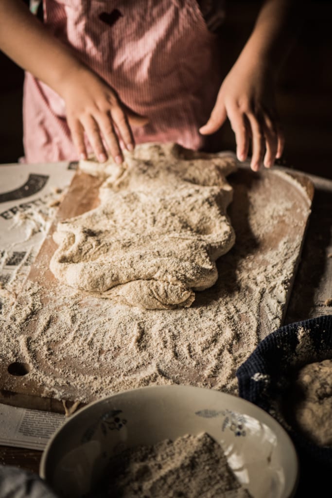 Kneeding sourdough bread dough