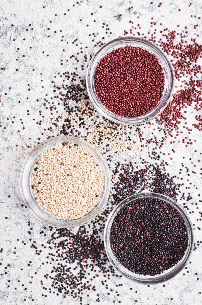 White, red, and black quinoa